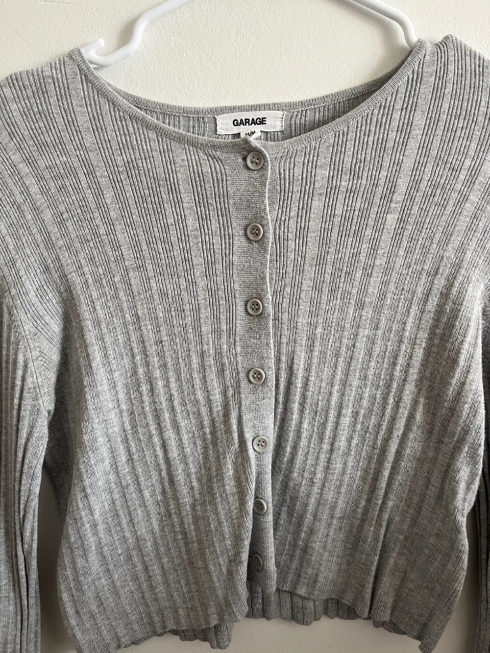 Garage Gray Ribbed Button-Front Cropped Top - Picture 4 of 4